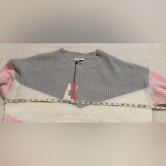 Andree by Unit Women’s Long Sleeve Sweater Pink/Gray/White Crew Neck Size 1X NWT - Picture 5 of 11